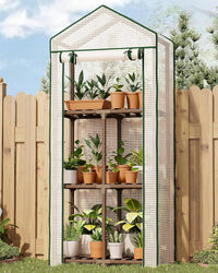 Bamworld Greenhouse for Outdoors Small Plant Green House 3-Tier Rack Stand Portable